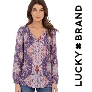 Lucky Brand Boho Blouse Top Long Sleeve
